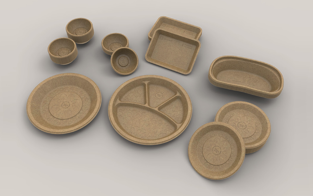 INNOVATION Disposable tableware made of agricultural residues.