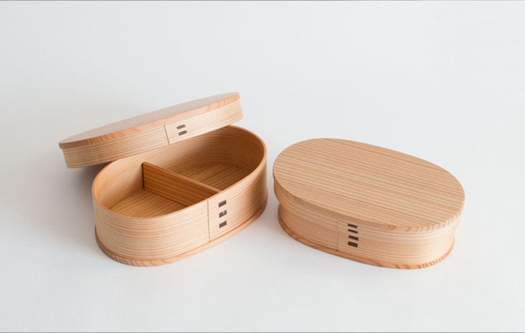 w17cm Japanese Cedar Handmade Wooden Bento Lunch Box Oval shape /Magewappa 
